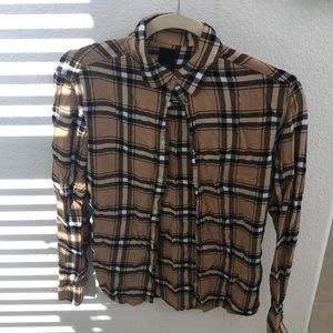 Brown plaid button up